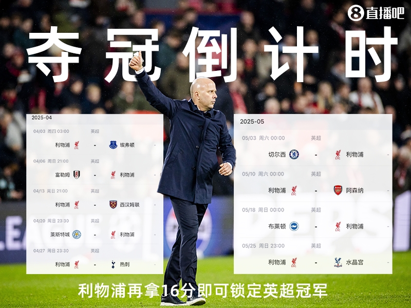 奪冠倒計(jì)時(shí)？槍手三場(chǎng)不勝落后榜首15分，利物浦再拿16分即可奪冠